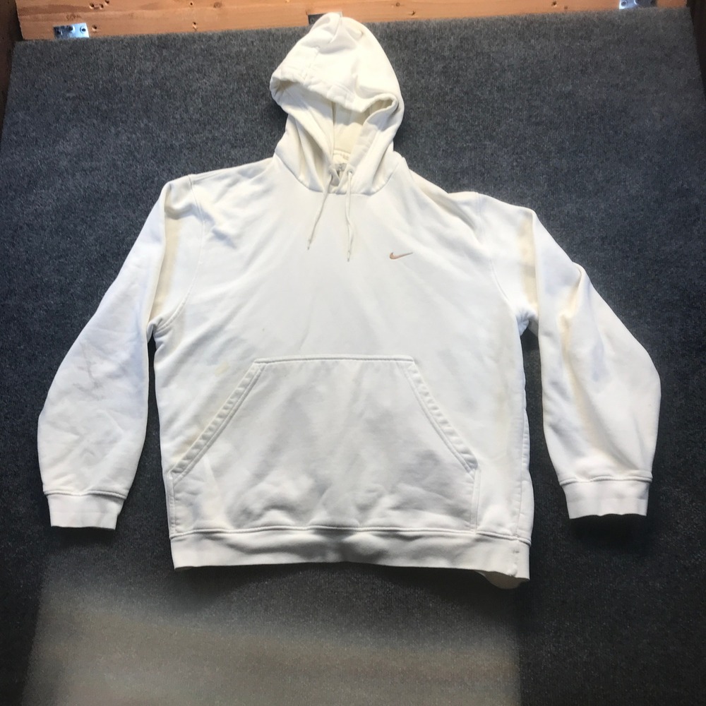 Nike Hoodie Mens XL White Fair Pullover Embroidered Swoosh Fleece Sportswear